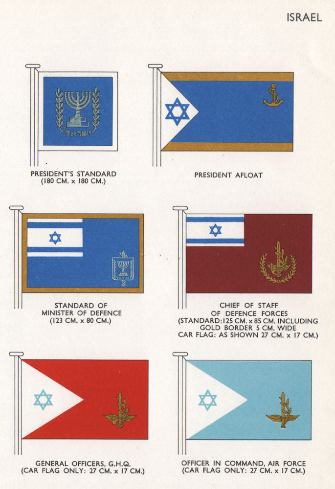 ISRAEL FLAGS President's Standard/Afloat Minister of Defence Chief of Staff 1958